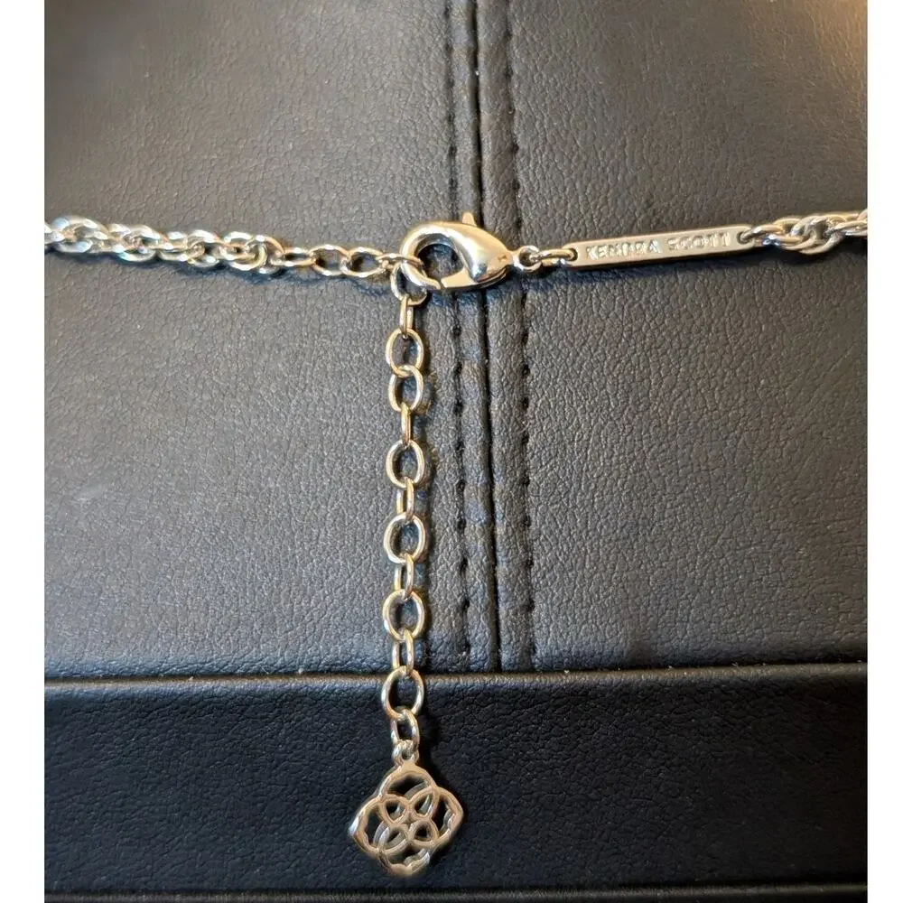 Kendra Scott Rae Milk Glass White Long Silver Plate Pendant RAE 32